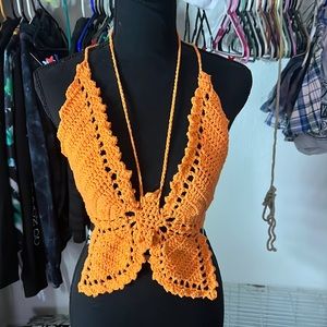 Crochet butterfly crop top